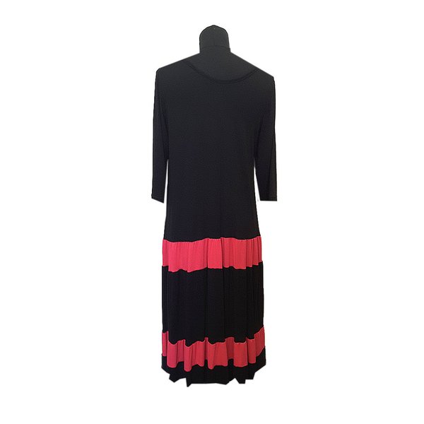 Flamenco-mekko musta/ fuksia L-XL