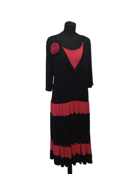Flamenco-mekko musta/punainen L-XL