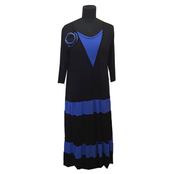 Flamenco-mekko musta/sininen L-XL