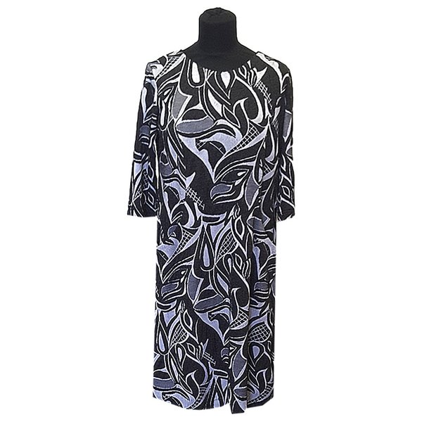 Taskullinen mekko harmaa/ onteloneulos iso kuvio L-XL